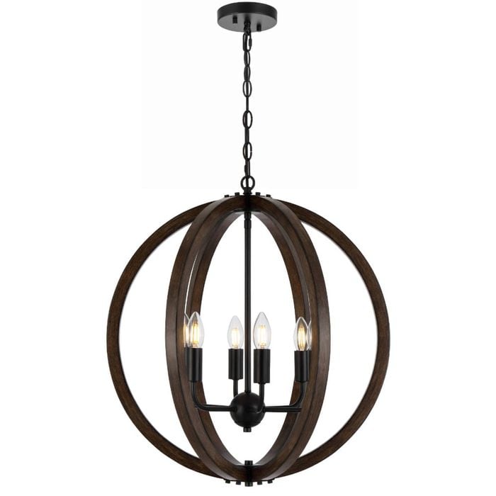 Telbix Vestal Modern Pendant Hanging Lamp Light Metal Wood Black Walnut Matte Wood Tones