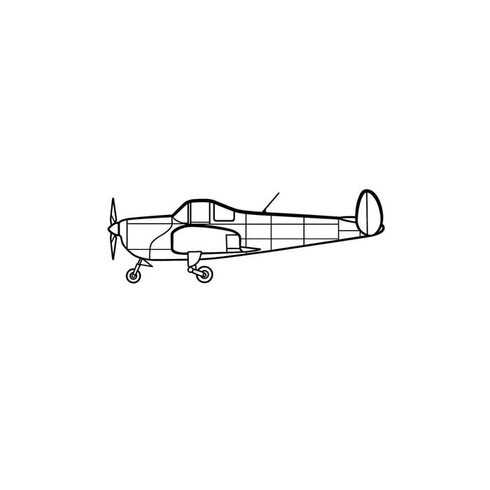 Ignite Laser Erco Ercoupe 415C - Classic Two-Seat Light Aircraft Silhouette Metal Wall Art Coated Black 47 inch - 120 cm