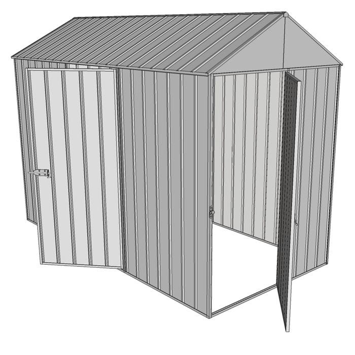 Build-a-Shed 1.5 x 3.0 x 2.3m Front Gable Dual Single Hinged Door Narrow Shed - Zinc