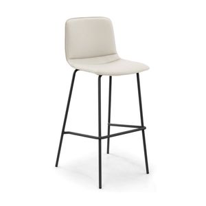 Sabia Serenity Pre-Assembled High Stool Beige Upholstered Seat Black Frame