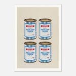 Galrie Banksy Four Soup Cans Art Print - Gold on Cream, 2005 Limited Edition, Poster Only, A4 21 x 30cm (8 x 12inch)