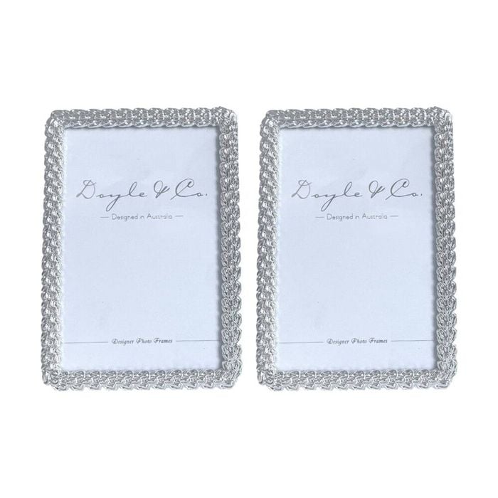 2PK SS Collective Silver Textured Layered Petal Rectangle Photo Frame 4x6