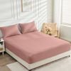 LINENOVA Bamboo 40cm Deep Pocket Bed Sheets Soft Fitted Sheet - Double，Dusty pink
