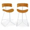 Costway Counter Bar Stools 2x Kitchen Chair Footrest Mid Century Metal