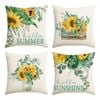 Catzon 4 Pcs Linen Throw Pillow Covers Watercolor Flower for Bed Sofa Decor 50X50cm