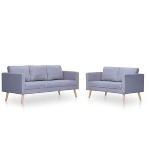 vidaXL Sofa Set 2-Seater and 3-Seater Fabric Light Grey