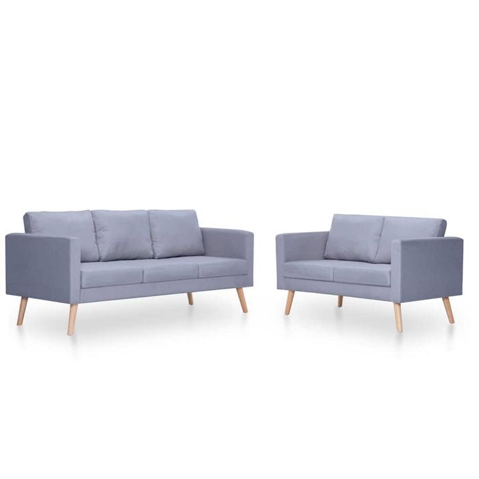 vidaXL Sofa Set 2-Seater and 3-Seater Fabric Light Grey