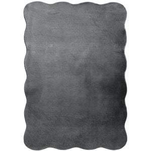 MaxFind 140 x 200cm Scalloped Charcoal Washable Rug