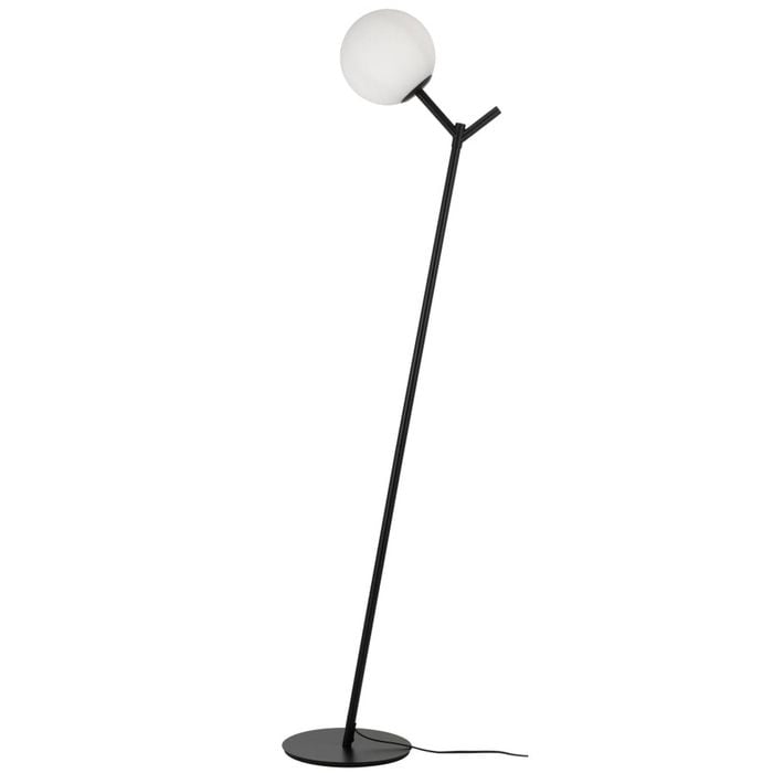 Telbix Ohh Modern Standing Floor Lamp Light Glass Metal Black Opal Matt