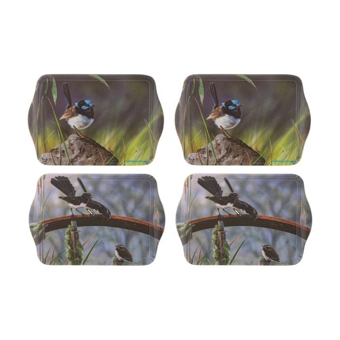 2x 2pc Ashdene Aus Small Birds Scatter Tray Set Serveware Wren/wagtail