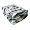 Riley Modern Pattern Faux Fur Throw Rug 127 x 152 cm Navy Cream Striped
