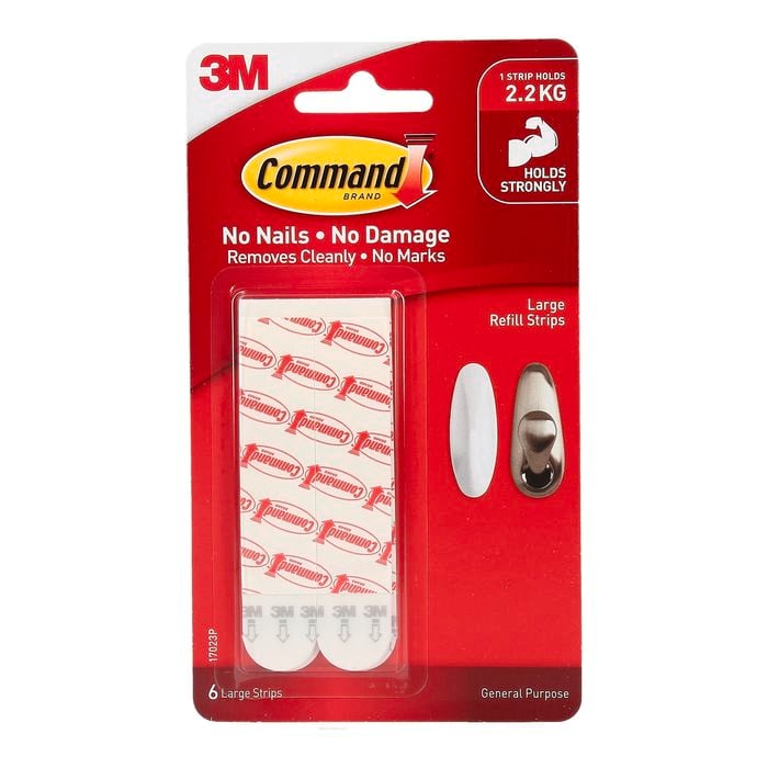 Command™ Large White Adhesive Refill Strips - 6 Pack