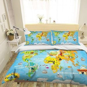 3D Cartoon Map 241 Bedding Set Pillowcases Quilt Duvet Cover Set Queen King