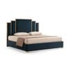 Bed Frame Velvet Fabric  Upholstery Stainless Steel Feet in King Blue