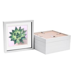 Nicola Spring 10" X 10" White 3d Box Photo Frames - 8" X 8" Mount - Pack Of 5