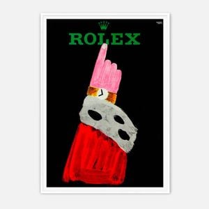 Galrie Vintage Rolex Advertising Art Print by Renem for Elegant Home Decor, White Frame, A2 42 x 60cm (16 x 24inch)
