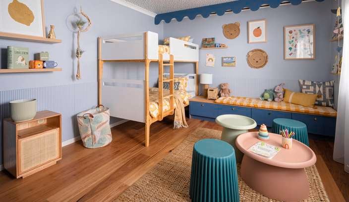 after shot of house transformation into kids bedroom 