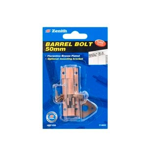 Zenith Barrel Bolt 50mm Florentine Brass