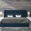 Hotshoppa Mayfair Blue Velvet Bed Frame & HYBRID MAX™ Mattress Bundle Super King