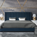 Hotshoppa Mayfair Blue Velvet Bed Frame & HYBRID MAX™ Mattress Bundle Super King