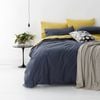 Park Avenue European Double Cotton Quilt Cover/2x Pillowcase VNT Washed Blue