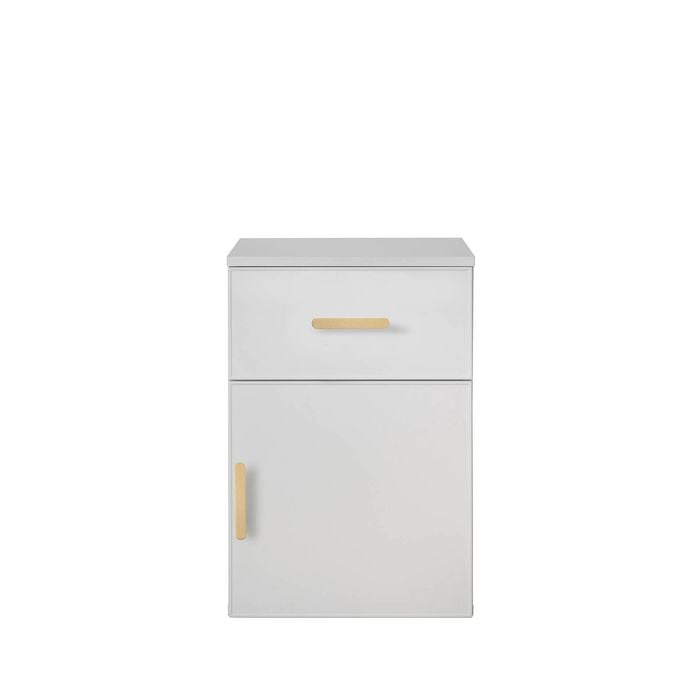 European Cabinetry Slim Oval Brass Porto Bedside Table White