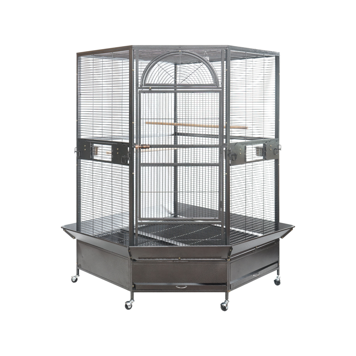 View of YES4PETS 185cm XXL Corner Bird Cage Pet Parrot Aviary Perch Castor ...