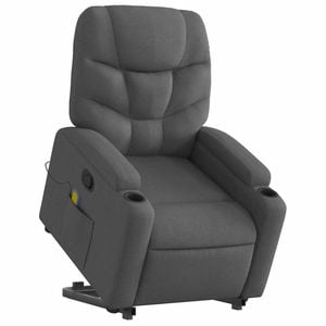 vidaXL Stand up Massage Recliner Chair Armchair Single Sofa Dark Grey Fabric