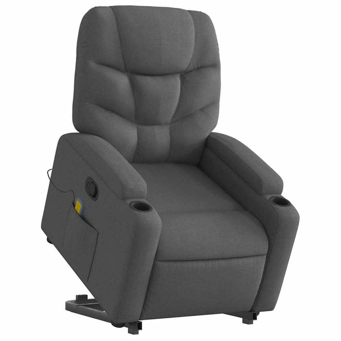 vidaXL Stand up Massage Recliner Chair Armchair Single Sofa Dark Grey Fabric