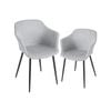Costway 2pcs Dining Chairs Upholstered Armchair Ergonomic Lounge Chair W/ Metal Legs Living Room Kitchen Light White