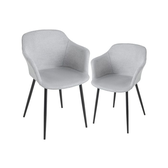 Costway 2pcs Dining Chairs Upholstered Armchair Ergonomic Lounge Chair W/ Metal Legs Living Room Kitchen Light White