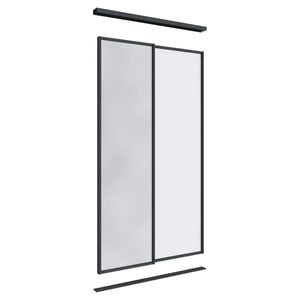Lugna 2100 x 1200mm Black 1 Mirror 1 Melamine Wardrobe Double Sliding Doors
