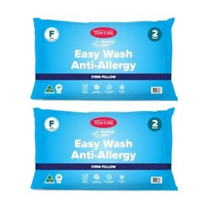 2x 2pc Tontine Quick Dry Easy Wash Anti Allergy Pillows Set High & Firm