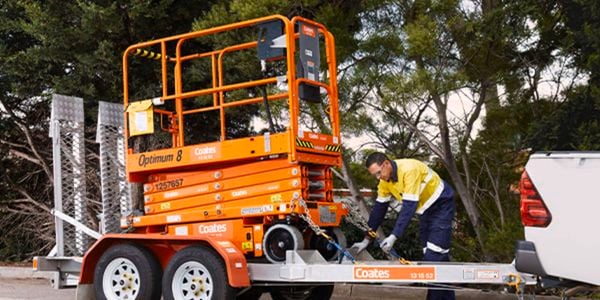 Coates hire machinery placed on trailer
