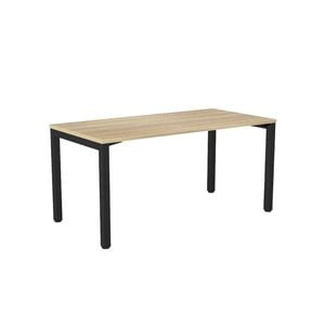 Olg Axis Single Black Frame New Oak Ravine Top Scallop Office Desk L1500mm X W750mm
