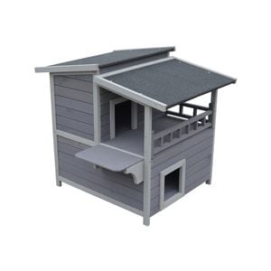 Yes4pets 2 Story Cat Shelter Condo With Escape Door Rainproof Kitty House