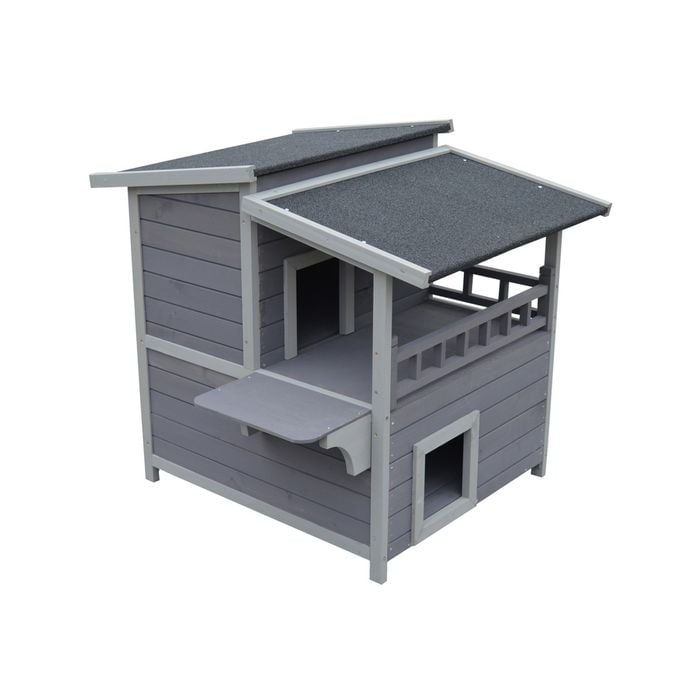 Yes4pets 2 Story Cat Shelter Condo With Escape Door Rainproof Kitty House