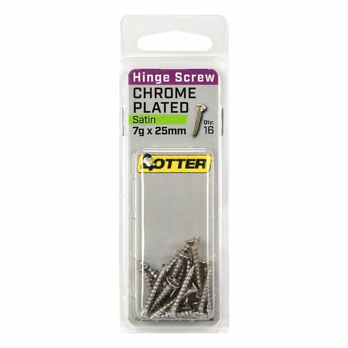 Otter 7 x 25mm Satin Chrome Hinge Screws - 16 Pack