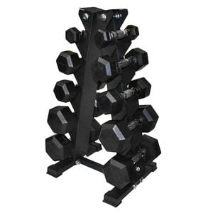 1kg - 5kg 5 Pairs TOTAL 30KG Hex Rubber Dumbell Weight Set with A-Shape Rack