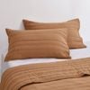 Dreamaker Superfine Washed Microfibre Stripe Quilted Standard Pillowcase Twin Pack Rust