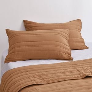 Dreamaker Superfine Washed Microfibre Stripe Quilted Standard Pillowcase Twin Pack Rust