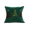 SOGA Dark Green Embroidered Christmas Trees Throw Pillow 45cm