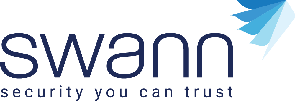 Swann logo in blue colourway with tagline in shot