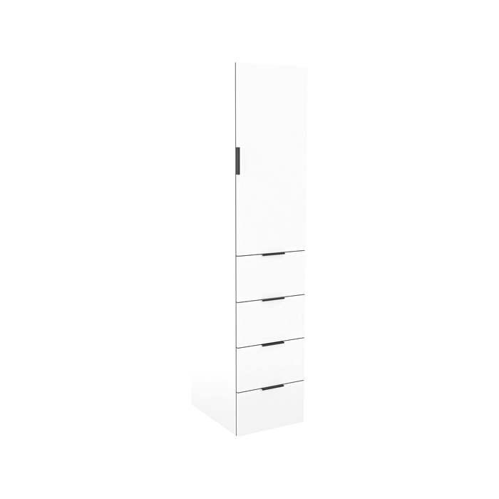 Lugna 2048 x 450 x 580mm White 3 Shelf 4 Drawer Right Hand Door Storage Cabinet