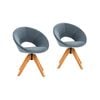 Costway 2x  Swivel Velvet Office Chair Home Work Study Grey