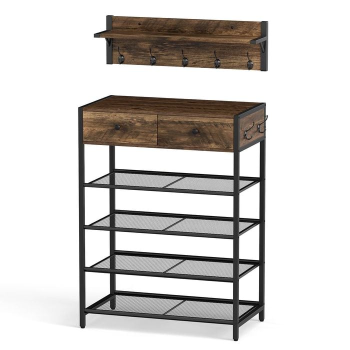 Costway Coat Rack 5-tier Shoe Storage Set Entryway