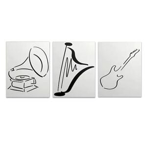 3pcs Black Line Drawing Musical Instruments  Print 100% Australian Made 3 x 40x60cm (Metal Print)