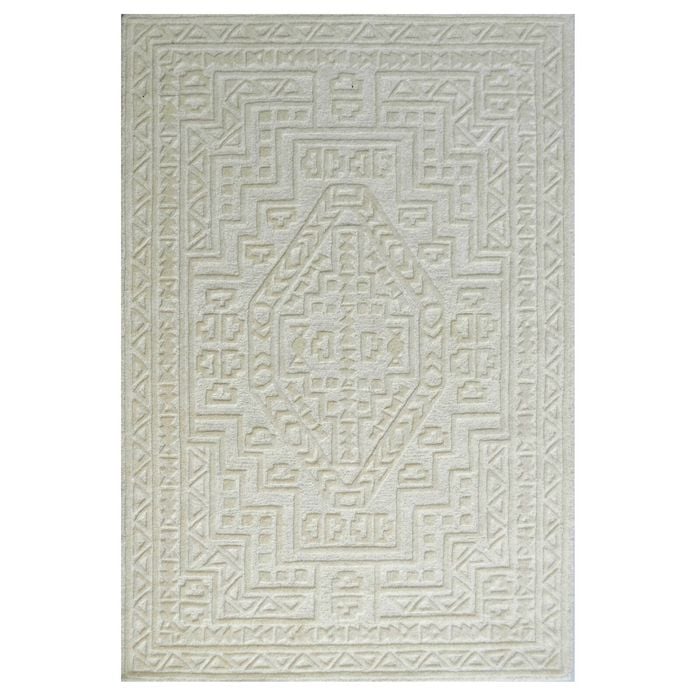 Contemporary Handwoven Wool Rug-Heritage 6370-Ivory-160x230cm