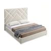 Bed Frame Fabric Upholstery  Stainless Steel Feet in King Beige