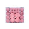 Catzon 48 Pcs Velvet Christmas Balls Flocked Shatterproof Baubles for Holiday Wedding Party-Pink